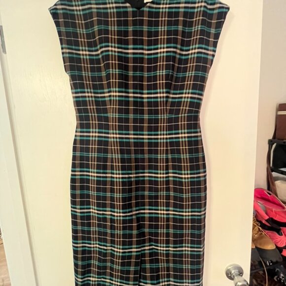 NWOT BOSS by Hugo Boss Daela Plaid Stretch Cotton Sheath Dress $445 – Size 8 - Picture 4 of 8